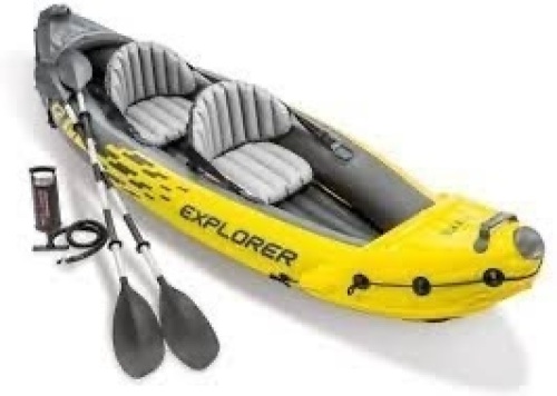 Intex Explorer K2 Yellow 2 Person Inflatable Kayak with Aluminum Oars & Air Pump - Lot 1252