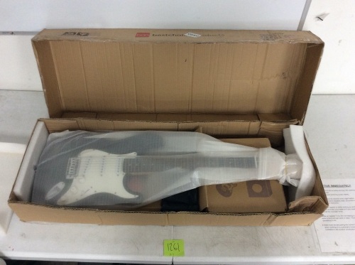 Green 39in Full Size Beginner Electric Guitar Kit with Case, Strap, Amp, Whammy Bar - Lot 1261