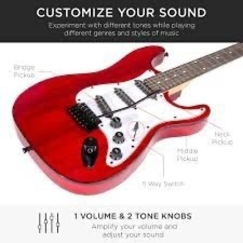 Beginner Electric Guitar Kit w/ Case, 10W Amp, Tremolo Bar - 39in - Lot 1298