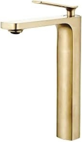 Contemporary Single Handle Tall Brushed Nickel Gold Bathroom Vessel Sink Faucet, Lavatory Faucet with Hoses - Lot 212