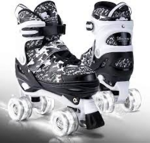 Kuxuan Inline Skates - Kids Adjustable Rollerblades - Black/White size 3y-6y - Lot 1437