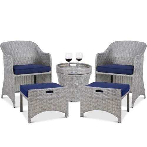 5-Piece Outdoor Wicker Bistro Set w/ Side Storage Table, No Assembly - Lot 1608