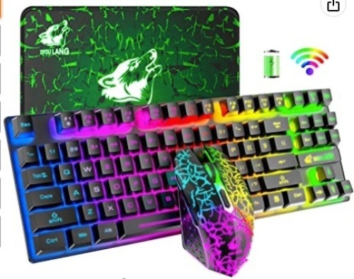 Wireless Gaming Keyboard & Mouse Combo, Powers Up, Appears new - Lot 412