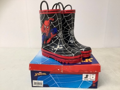Spiderman Kids Rain Boots, 9, Appears new - Lot 599