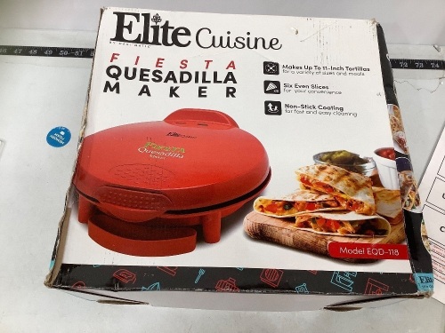 Elite Cuisine Quesadilla Maker, Powers Up, Appears New - Lot 530