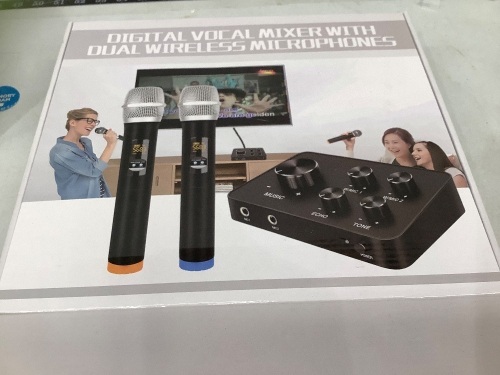 Digital Voice Mixer w/ 2 Wireless Microphones, New - Lot 344