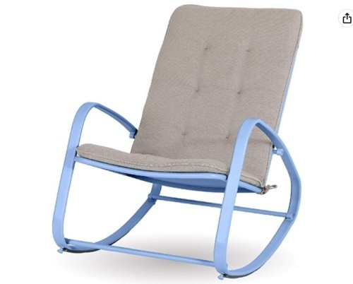 Outdoor Patio Rocking Chair Padded Steel Rocker Chairs Support 300lbs,Appears New - Lot 131