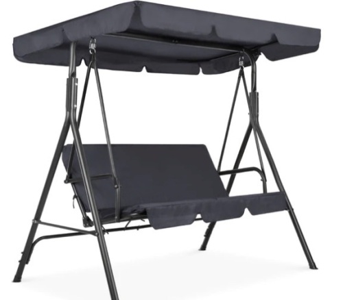 3-Person Outdoor Canopy Swing Glider Furniture w/ Cushions, Steel Frame,New - Lot 132