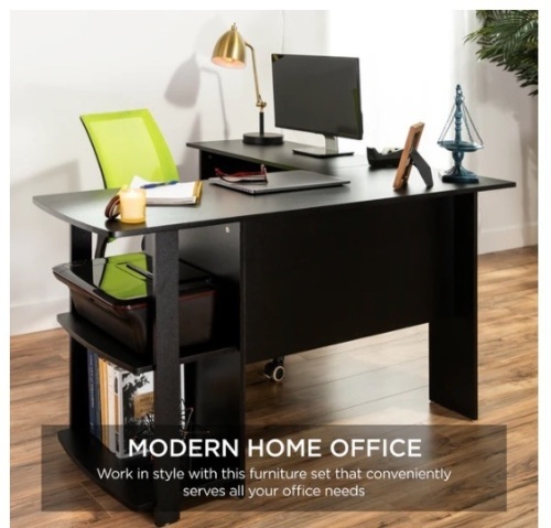 L-Shaped Corner Computer Office Desk,NEW - Lot 158