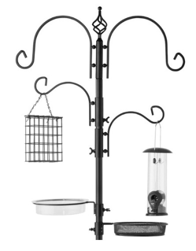 4-Hook Bird Feeding Station, Steel Feeder Stand w/ 2 Bird Feeders - 91in,NEW - Lot 166