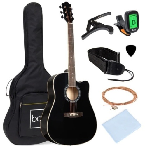 Full Size Beginner Acoustic Guitar Set with Case, Strap, Capo - 41in,NEW - Lot 194