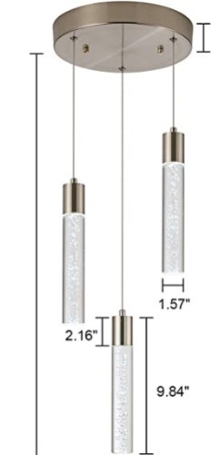 Satin Nickel Ceiling Fixture with Dimmable LED Bulbs,Updated Bubble Crystal LED Kitchen Lighting,APPEARS NEW  - Lot 140