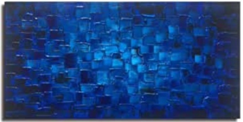Large Abstract Dark Blue Square Wall Art Hand Painted Textured Oil Painting on Canvas Ready To Hang 60x30inch,NEW - Lot 136