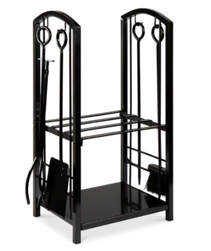 5-Piece Firewood Log Rack Holder Tools Set w/ Hook, Broom, Shovel, Tongs,APPEARS NEW - Lot 48