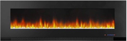 Amazon Basics Wall-Mounted Recessed Electric Fireplace - 60-Inch, Black   - Lot 48