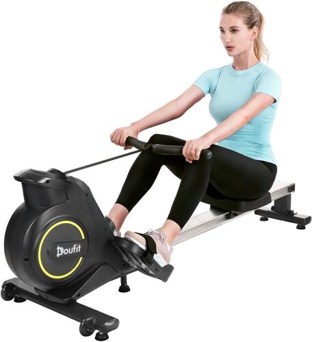 Doufit RM-01 Magnetic Row Machine Exercise Equipment with Aluminum Rail, Transport Wheels, LCD Monitor & 8 Resistance Settings  - Lot 81