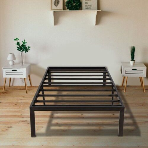 KingSo Twin 14 Inch Metal Platform Bed Frame with Storage, Heavy Duty Steel Slat and Anti-Slip Support - Lot 381