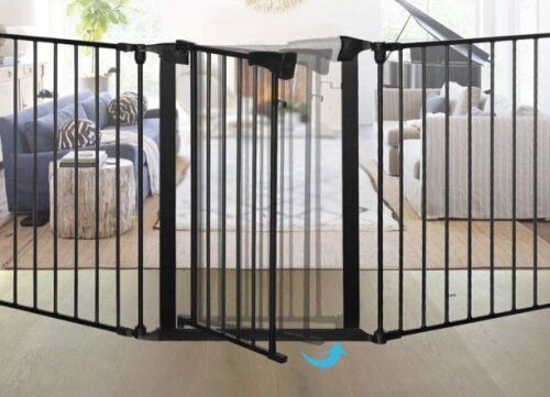 KingSo 33"-80" Extra Wide 30" Tall Adjustable Auto Close Metal Pressure Open Area Baby Gate with Swing Door  - Lot 390