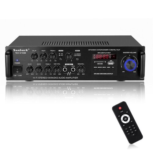 Sunbuck TAV-6188E 2000W Bluetooth5.0 Audio Amplifier Stereo Home Theater AMP Car Home 2CH AUX USB FM SD - Lot 417