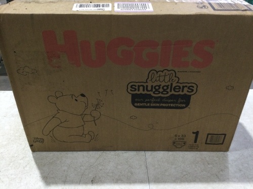 Baby Diapers Size 1, 198 Ct, Huggies Little Snugglers - Lot 466