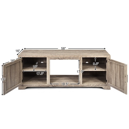 Costway 58" TV Stand, Storage Cabinet Console, Television Console, Media Component TV Stand with Adjustable Shelves  - Lot 621