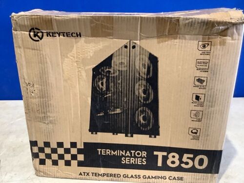 Keytech T850 Mid Tower Tempered Glass Side Panel ATX RGB Gaming Case - Lot 1177