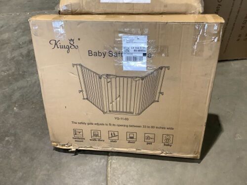 KingSo 33"-80" Extra Wide 30" Tall Adjustable Auto Close Metal Pressure Open Area Baby Gate with Swing Door   - Lot 1166