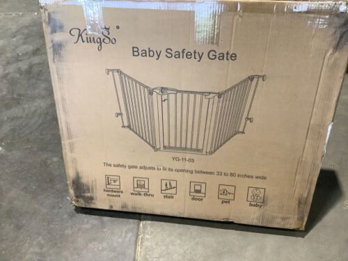 KingSo 33"-80" Extra Wide 30" Tall Adjustable Auto Close Metal Pressure Open Area Baby Gate with Swing Door - Lot 1176