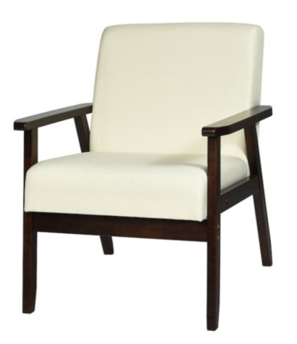 Armchair Modern Beige Linen Contemporary Accent Chair - Lot 688
