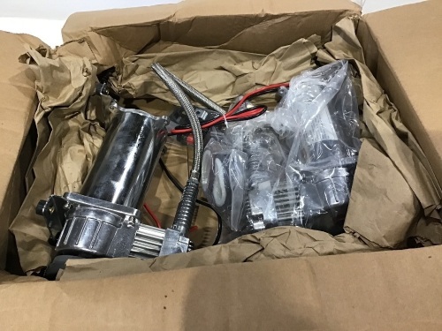 12V Dual Chrome 440C 200 PSI Air Compressor Kit For Train Horns Bag Suspension, Unknown if Complete  - Lot 630