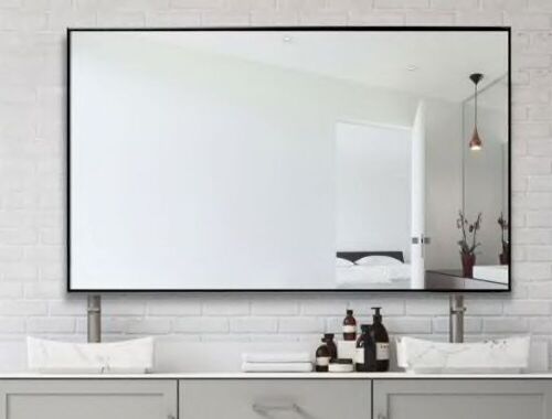 NEUTYPE 51 in. x 31 in. Large Modern Rectangle Metal Framed Bathroom Vanity Mirror - Lot 1032
