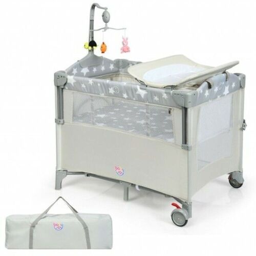 5-In-1 Portable Baby Beside Sleeper Bassinet Crib Playard With Diaper Changer - Lot 414