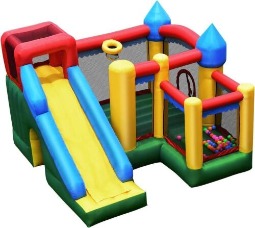 Giantex Mighty Inflatable Bounce House Castle Jumper Moonwalk Bouncer w/ 50 Pcs Ocean Balls, Carry Bag, Stakes and Repair Kit (no Blower)  - Lot 89