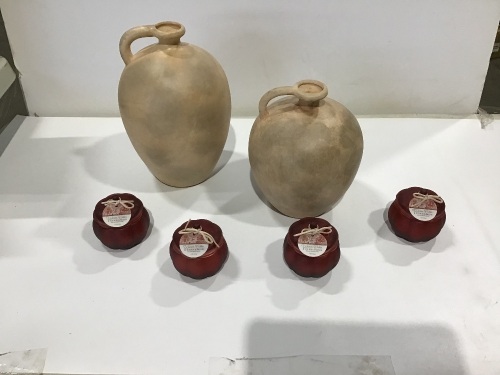 Set of Water Jugs with (4) Scented Candles  - Lot 659