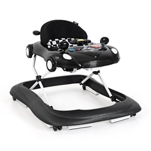 Costway 2-in-1 Foldable Baby Walker w/ Adjustable Heights & Music Player & Lights Black  - Lot 398