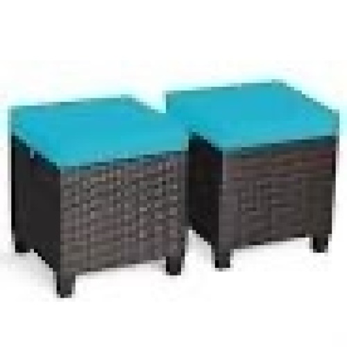 2pcs Patio Rattan Ottoman Cushioned Seat - Lot 477