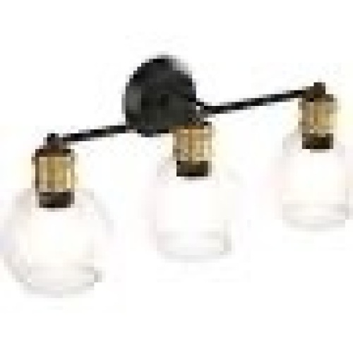 Vanity Bathroom Light with 7 in Round Clear Glass Shade Vintage Wall Sconce - Lot 311