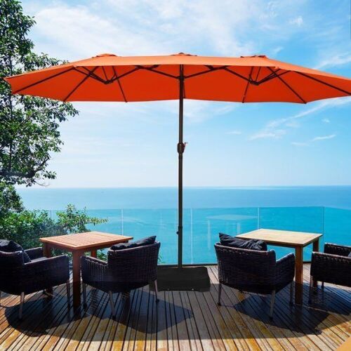 15 Ft Patio Double Sided Outdoor Market Umbrella - Lot 831