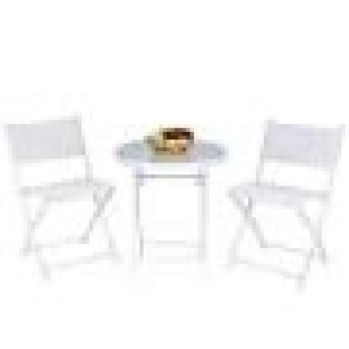 3 Pcs Folding Bistro Table Chairs Set - Lot 330