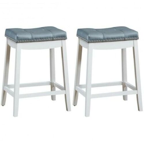 Set Of 2 Nailhead Saddle Bar Stools - Lot 820