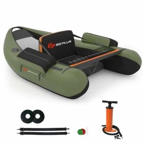 Inflatable Fishing Float Tube With Pump Storage Pockets And Fish Ruler-Green OP70503GN - Lot 951