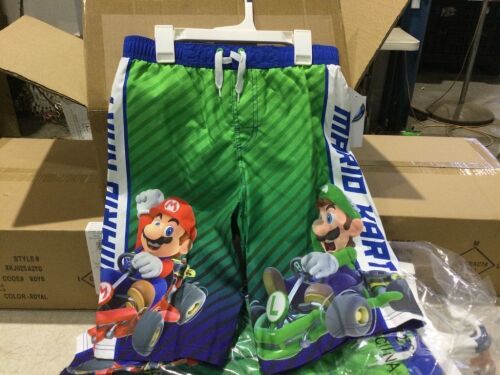 Lot of (3) Cases of Boys' Mario Kart Swim Trunks, 12 Ct - Multiple Sizes  - Lot 1080