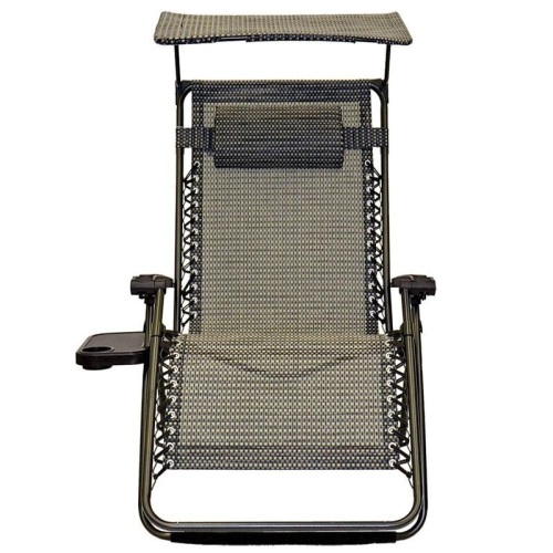 Folding Recliner Lounge Chair W/ Shade Canopy Cup Holder - Lot 922