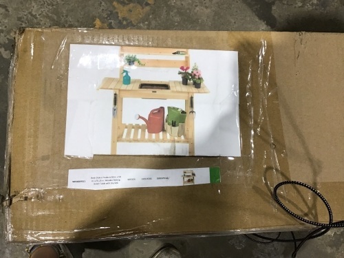 Wood Garden Potting Bench Workstation Table w/ Sliding Tabletop - Lot 558