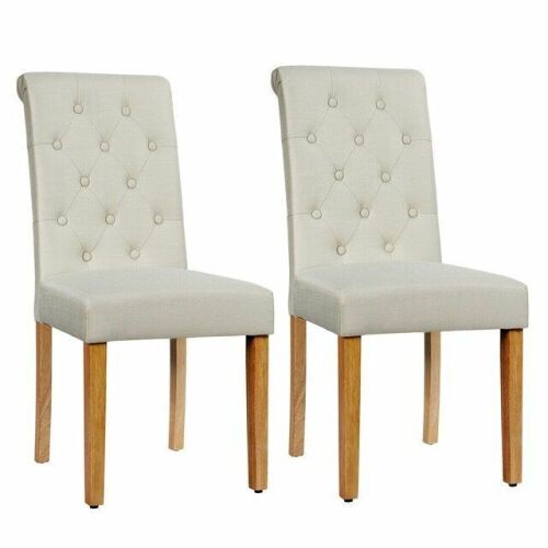 Set Of 2 Tufted Dining Chair -Beige  - Lot 794
