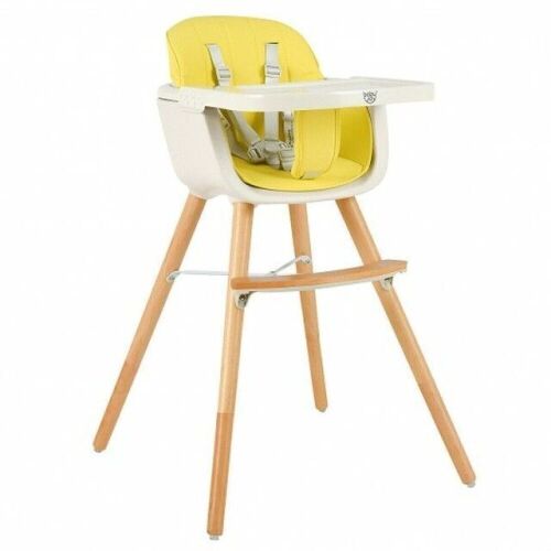 3 In 1 Convertible Wooden High Chair With Cushion-Yellow  - Lot 1088