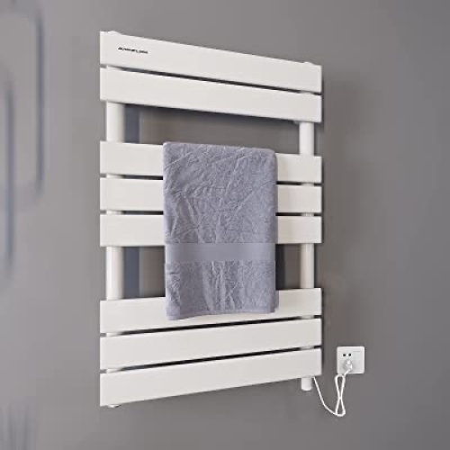 Super Power 500W Towel Warmer Heating Quickly Heated Towel Warmer Rack 8 Bar UL Certification Bath Towel Heater Drying Rack- White - Lot 1114