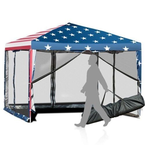10'x10' Folding Pop Up Tent Gazebo Canopy Mesh Sidewall - Lot 556