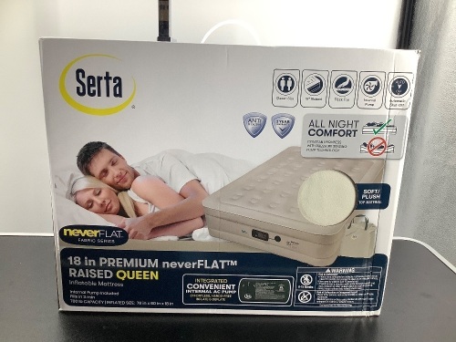 Serta 18" Premium NeverFlat Raised Queen Air Mattress, Appears New - Lot 80