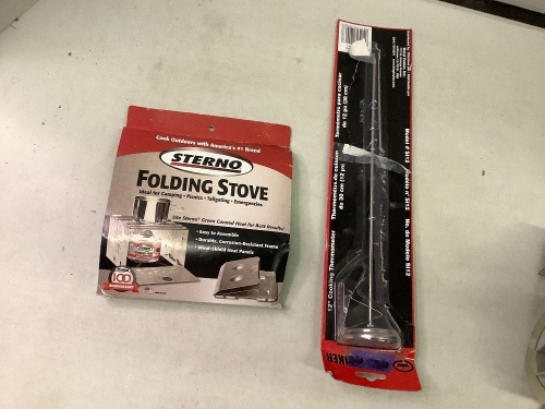 Lot of (2) Camping Supplies, Folding Stove and Thermometer, Ecommerce Return - Lot 107